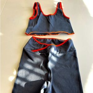 Free ✨ People Biker Shorts Set - SZ XS/S Gray with Orange trim